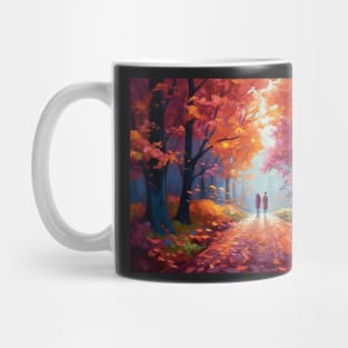 Autumn Stroll: Two Women Walking through the Park Mug